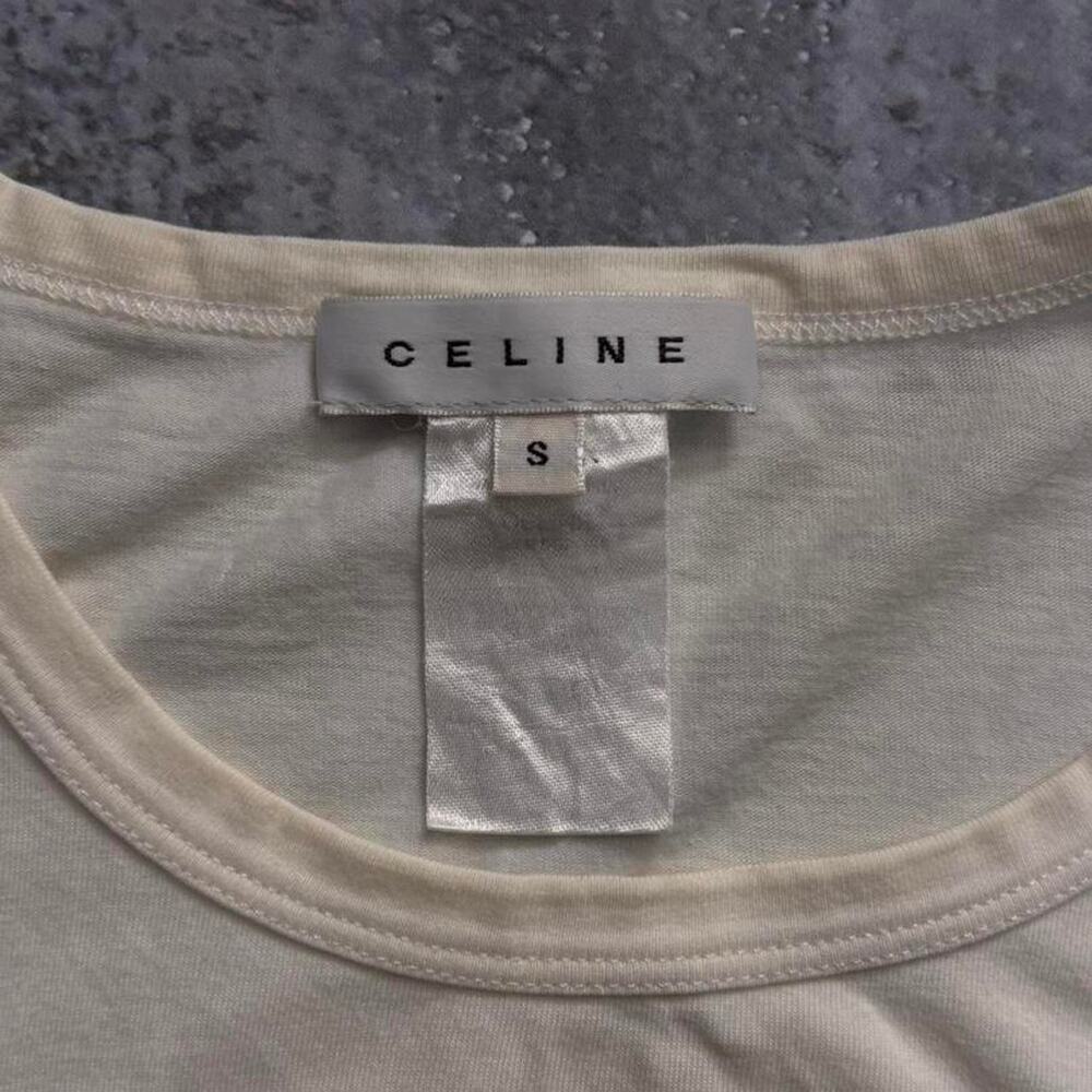 Celine White Logo Baby Tee. Size Small - Picture 4 of 5